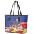 Puerto Rico Coat Of Arm Leather Tote Bag With Thespesia Grandiflora Flowers - Wonder Print Shop