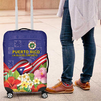 Puerto Rico Coat Of Arm Luggage Cover With Thespesia Grandiflora Flowers - Wonder Print Shop
