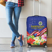 Puerto Rico Coat Of Arm Luggage Cover With Thespesia Grandiflora Flowers - Wonder Print Shop