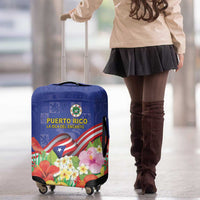 Puerto Rico Coat Of Arm Luggage Cover With Thespesia Grandiflora Flowers - Wonder Print Shop