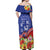 Puerto Rico Coat Of Arm Off Shoulder Maxi Dress With Thespesia Grandiflora Flowers - Wonder Print Shop