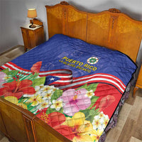Puerto Rico Coat Of Arm Quilt With Thespesia Grandiflora Flowers - Wonder Print Shop
