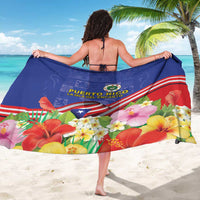Puerto Rico Coat Of Arm Sarong With Thespesia Grandiflora Flowers - Wonder Print Shop