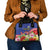 Puerto Rico Coat Of Arm Shoulder Handbag With Thespesia Grandiflora Flowers