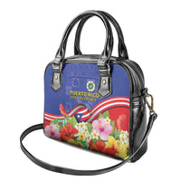 Puerto Rico Coat Of Arm Shoulder Handbag With Thespesia Grandiflora Flowers