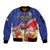 Puerto Rico Coat Of Arm Sleeve Zip Bomber Jacket With Thespesia Grandiflora Flowers - Wonder Print Shop