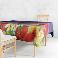 Puerto Rico Coat Of Arm Tablecloth With Thespesia Grandiflora Flowers - Wonder Print Shop