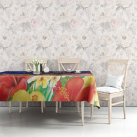 Puerto Rico Coat Of Arm Tablecloth With Thespesia Grandiflora Flowers - Wonder Print Shop