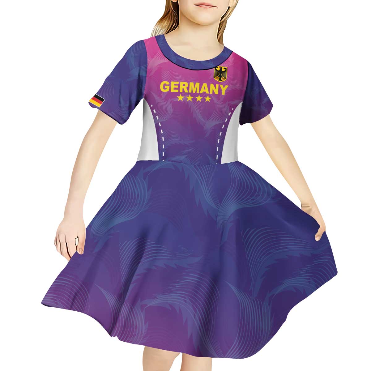 Custom Germany Football Kid Short Sleeve Dress Pink Version - Wonder Print Shop
