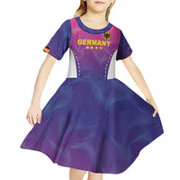 Custom Germany Football Kid Short Sleeve Dress Pink Version - Wonder Print Shop