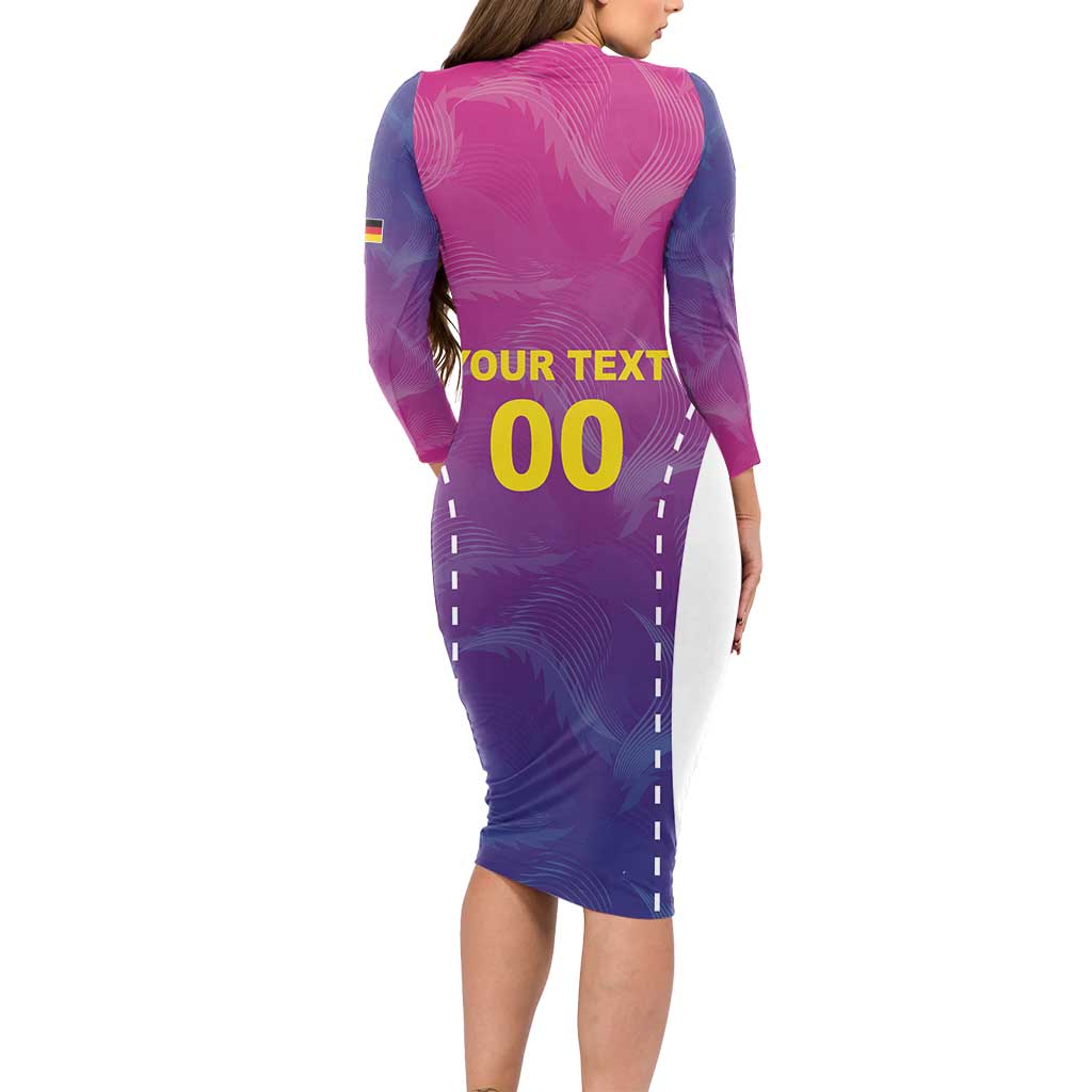 Custom Germany Football Long Sleeve Bodycon Dress Pink Version - Wonder Print Shop