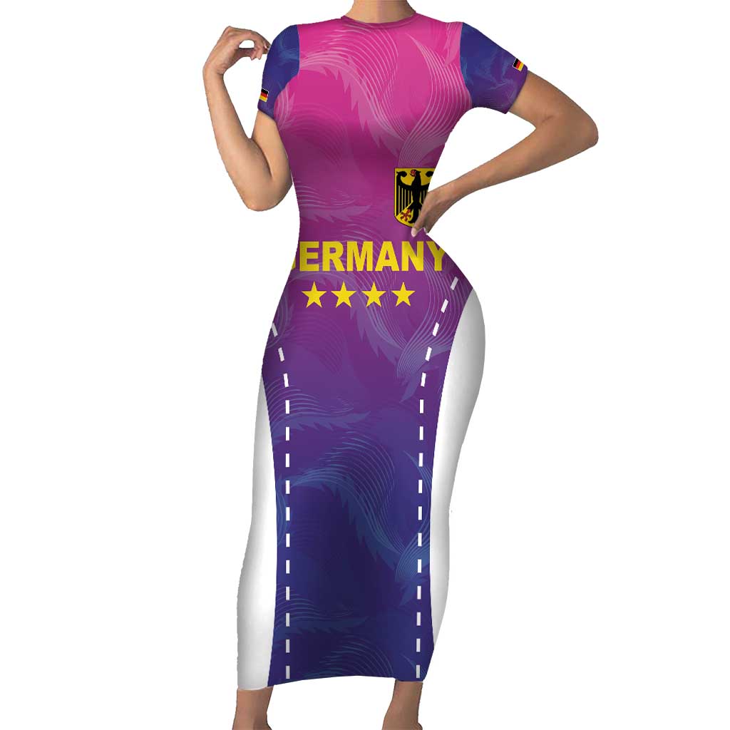 Custom Germany Football Short Sleeve Bodycon Dress Pink Version - Wonder Print Shop