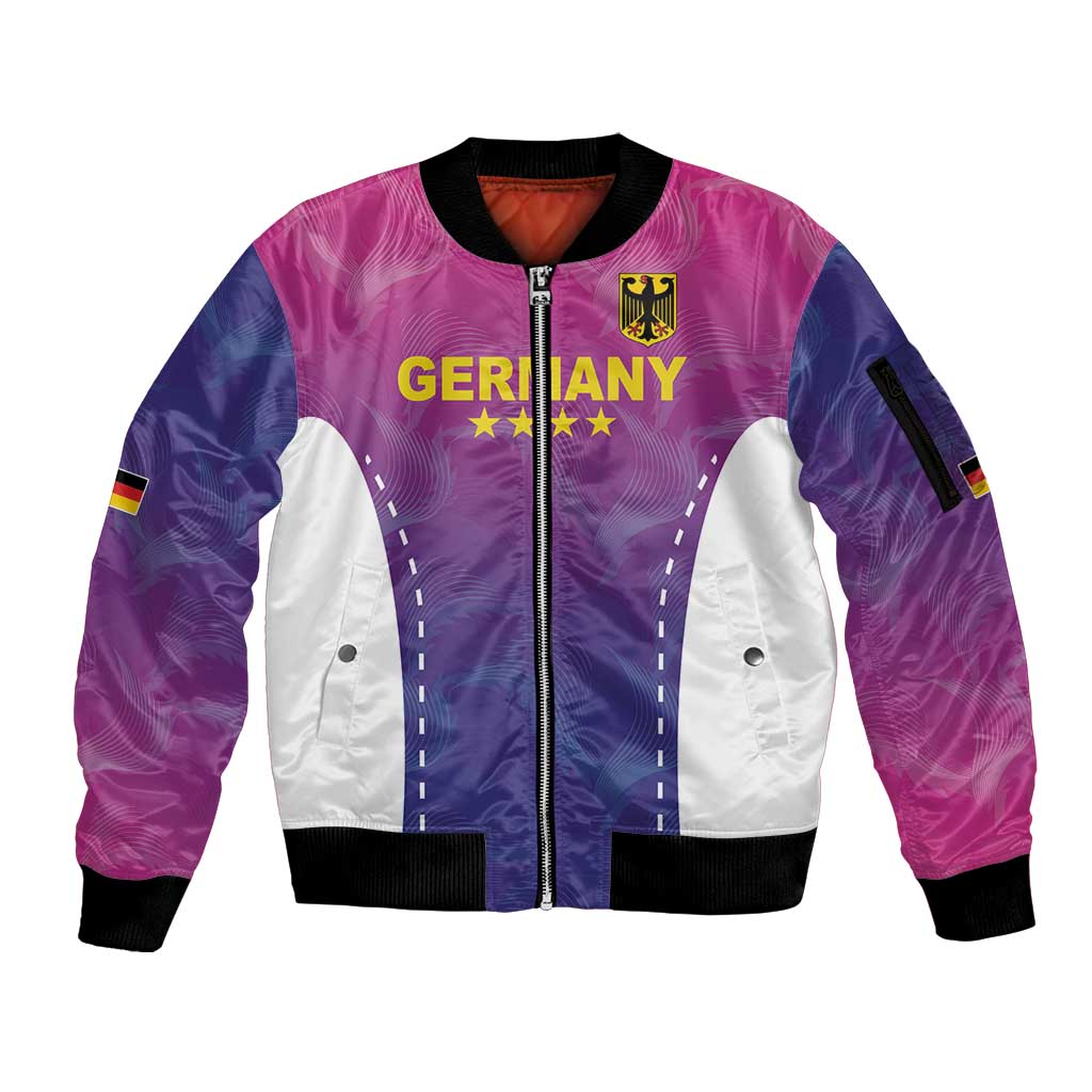 Custom Germany Football Sleeve Zip Bomber Jacket Pink Version - Wonder Print Shop