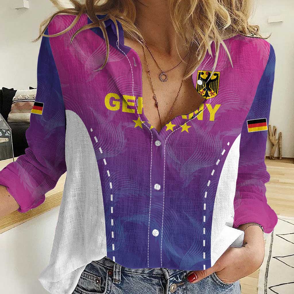 Custom Germany Football Women Casual Shirt Pink Version - Wonder Print Shop