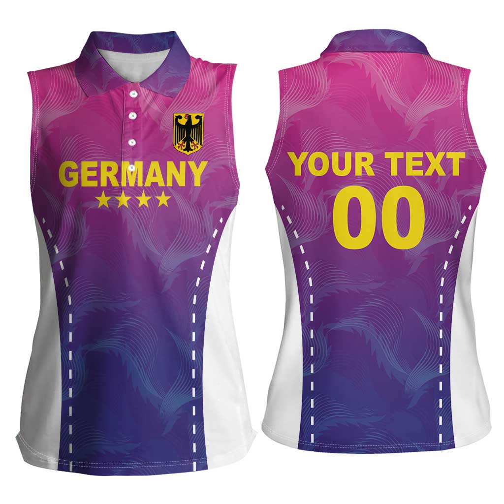 Custom Germany Football Women Sleeveless Polo Shirt Pink Version - Wonder Print Shop