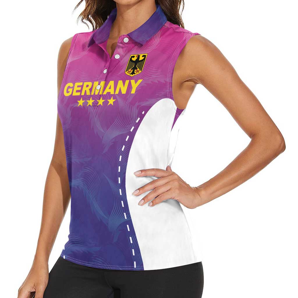Custom Germany Football Women Sleeveless Polo Shirt Pink Version - Wonder Print Shop