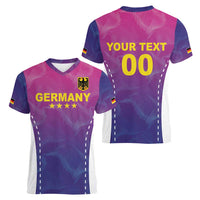 Custom Germany Football Women V-Neck T-Shirt Pink Version - Wonder Print Shop