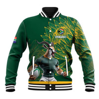Custom Rugby South Africa Baseball Jacket Springboks Mascot - Wonder Print Shop