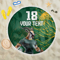 Custom Rugby South Africa Beach Blanket Springboks Mascot - Wonder Print Shop