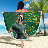 Custom Rugby South Africa Beach Blanket Springboks Mascot - Wonder Print Shop
