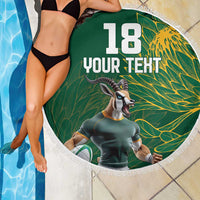 Custom Rugby South Africa Beach Blanket Springboks Mascot - Wonder Print Shop