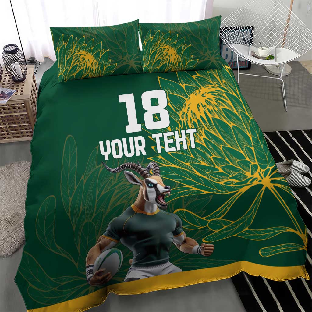 Custom Rugby South Africa Bedding Set Springboks Mascot - Wonder Print Shop