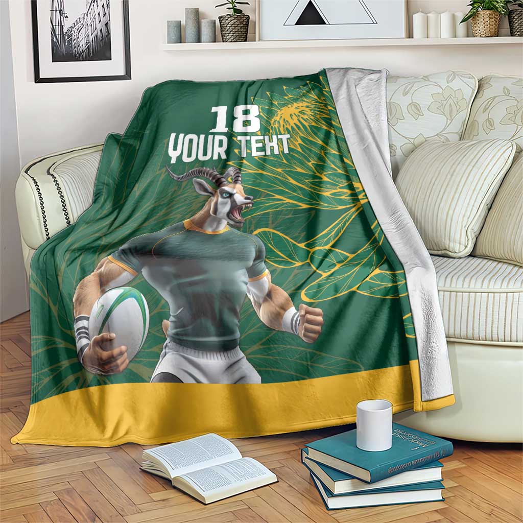 Custom Rugby South Africa Blanket Springboks Mascot - Wonder Print Shop