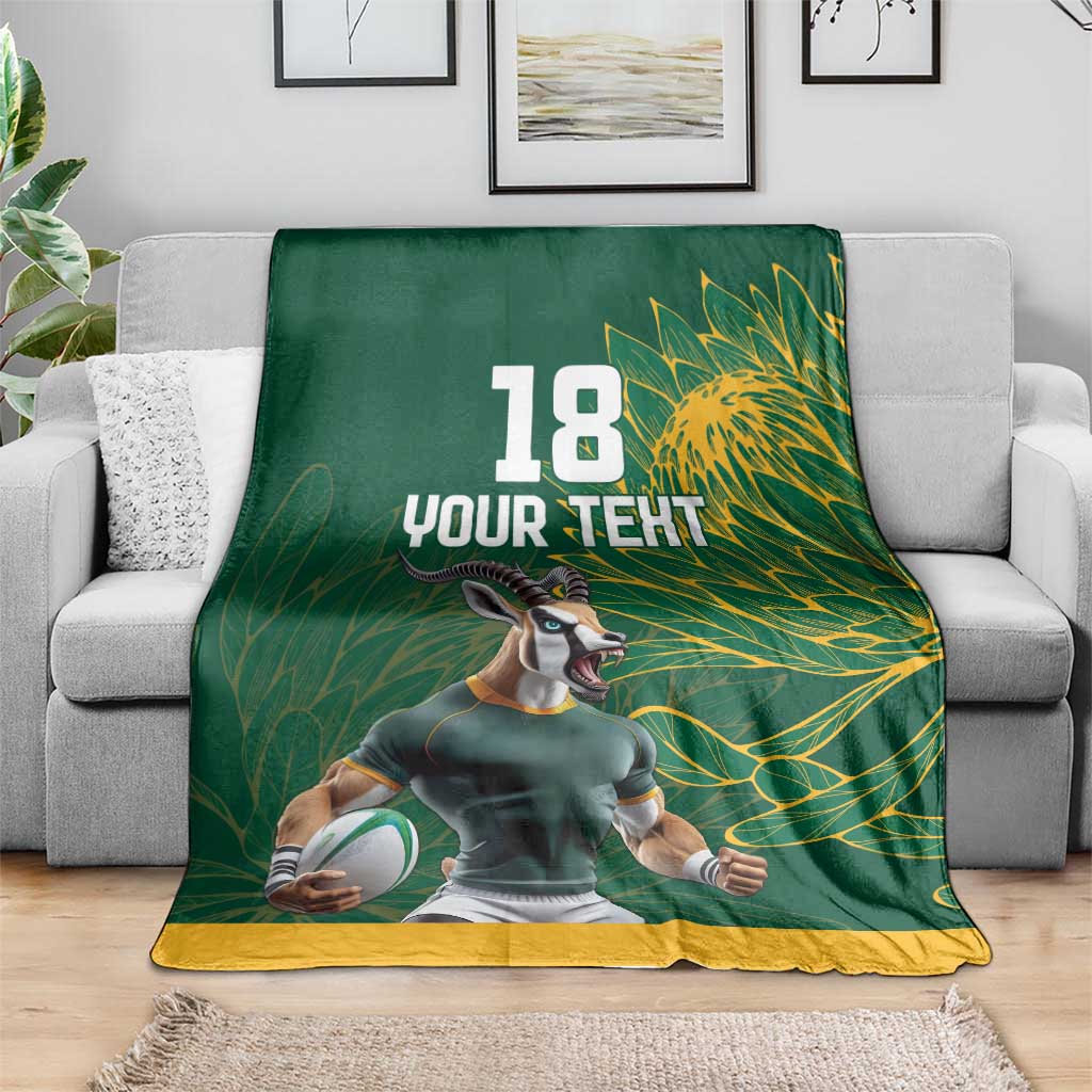 Custom Rugby South Africa Blanket Springboks Mascot - Wonder Print Shop