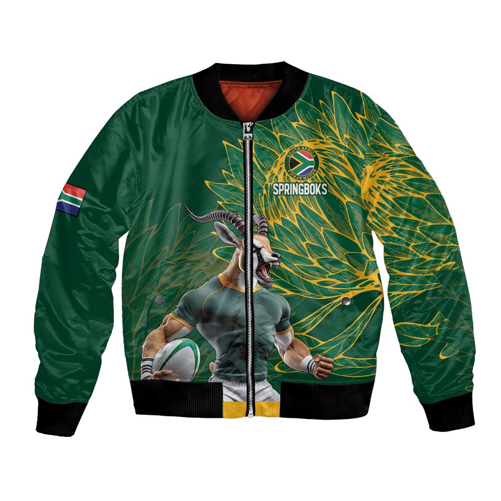 Custom Rugby South Africa Bomber Jacket Springboks Mascot - Wonder Print Shop