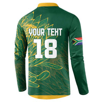 Custom Rugby South Africa Button Sweatshirt Springboks Mascot - Wonder Print Shop