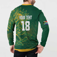 Custom Rugby South Africa Button Sweatshirt Springboks Mascot - Wonder Print Shop