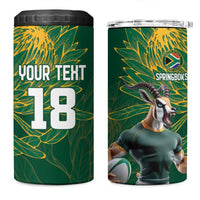 Custom Rugby South Africa 4 in 1 Can Cooler Tumbler Springboks Mascot - Wonder Print Shop