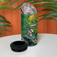 Custom Rugby South Africa 4 in 1 Can Cooler Tumbler Springboks Mascot - Wonder Print Shop