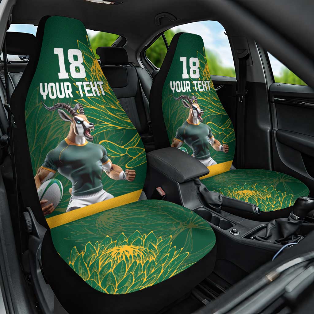 Custom Rugby South Africa Car Seat Cover Springboks Mascot - Wonder Print Shop