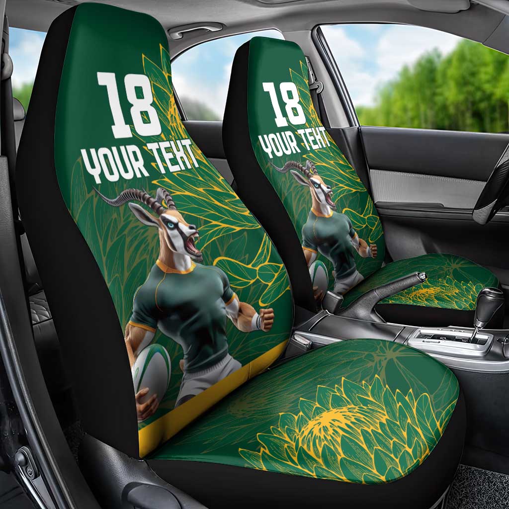 Custom Rugby South Africa Car Seat Cover Springboks Mascot - Wonder Print Shop