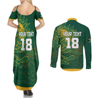 Custom Rugby South Africa Couples Matching Summer Maxi Dress and Long Sleeve Button Shirt Springboks Mascot - Wonder Print Shop