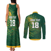 Custom Rugby South Africa Couples Matching Tank Maxi Dress and Long Sleeve Button Shirt Springboks Mascot - Wonder Print Shop