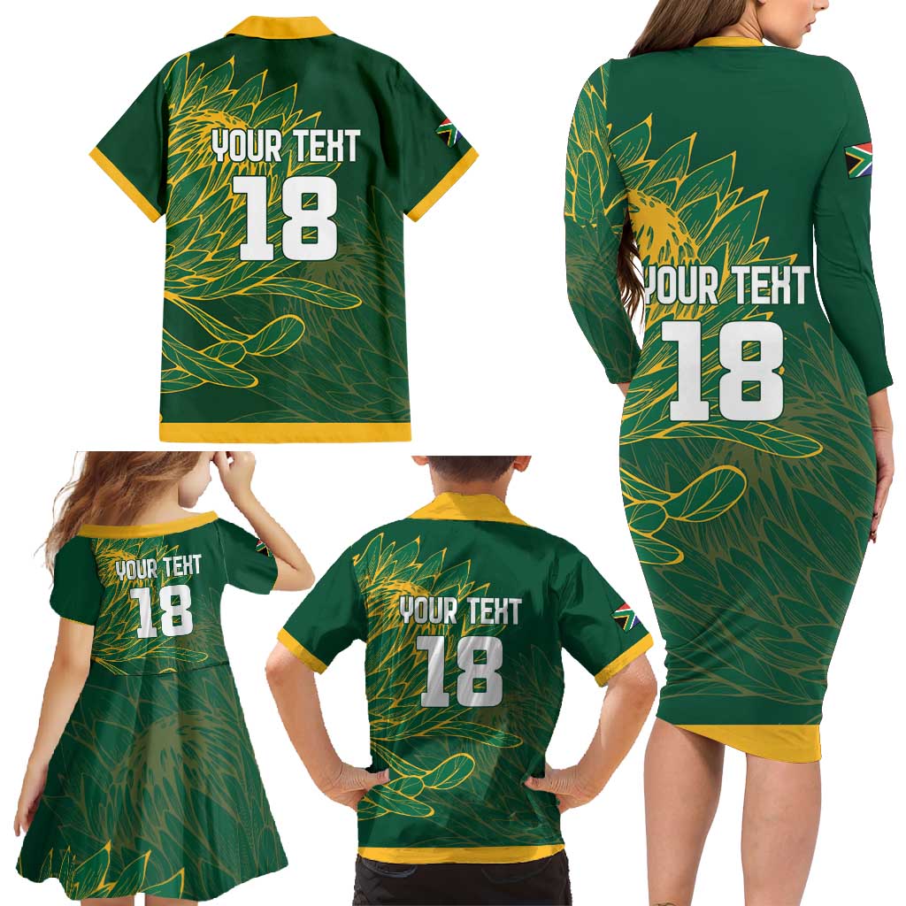 Custom Rugby South Africa Family Matching Long Sleeve Bodycon Dress and Hawaiian Shirt Springboks Mascot - Wonder Print Shop