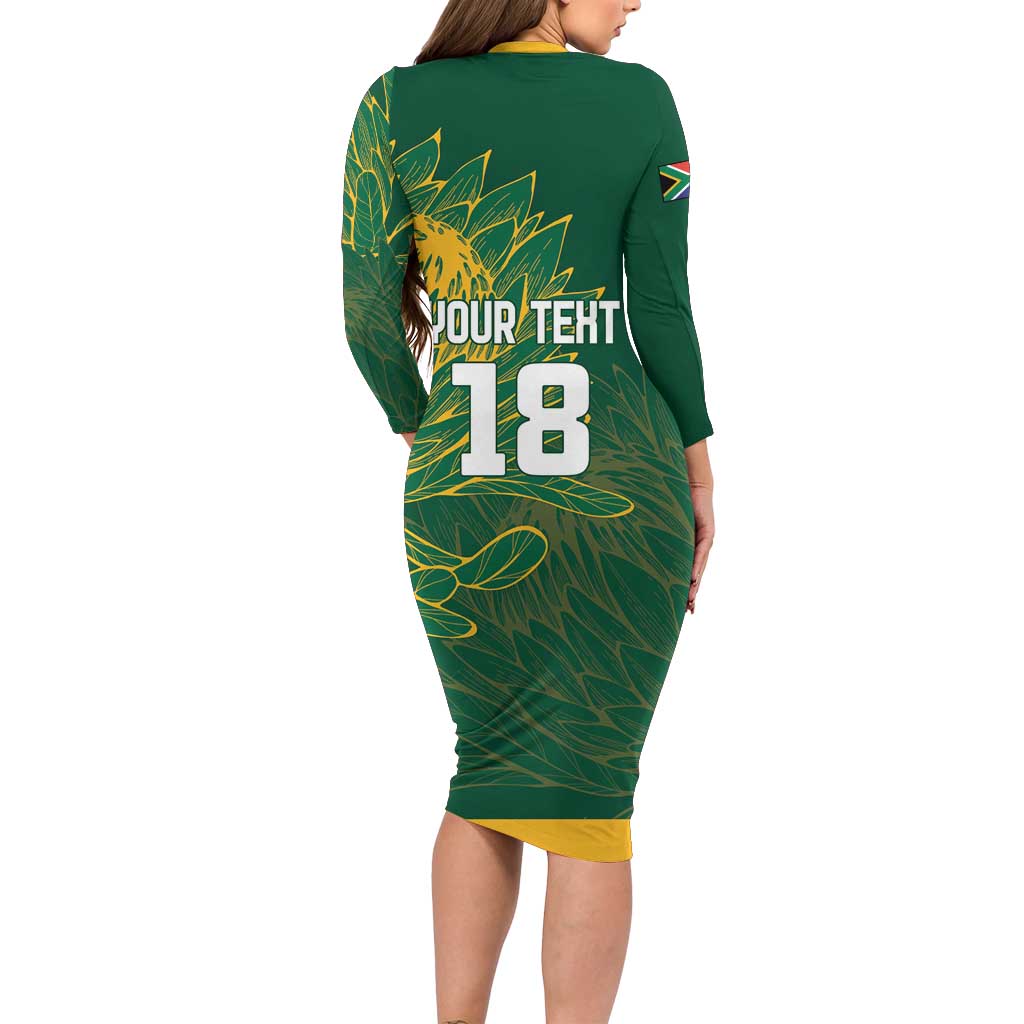 Custom Rugby South Africa Family Matching Long Sleeve Bodycon Dress and Hawaiian Shirt Springboks Mascot - Wonder Print Shop