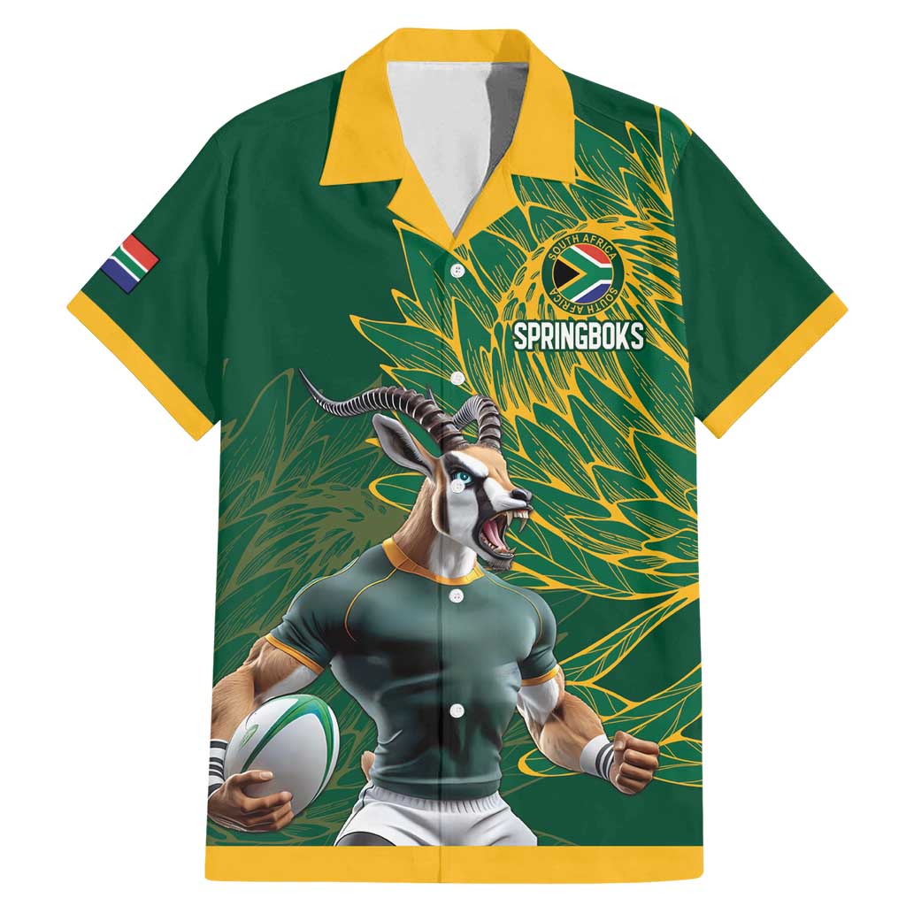 Custom Rugby South Africa Family Matching Mermaid Dress and Hawaiian Shirt Springboks Mascot - Wonder Print Shop