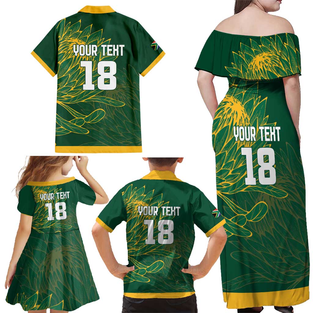 Custom Rugby South Africa Family Matching Off Shoulder Maxi Dress and Hawaiian Shirt Springboks Mascot - Wonder Print Shop