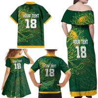 Custom Rugby South Africa Family Matching Off Shoulder Maxi Dress and Hawaiian Shirt Springboks Mascot - Wonder Print Shop