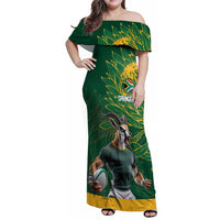 Custom Rugby South Africa Family Matching Off Shoulder Maxi Dress and Hawaiian Shirt Springboks Mascot - Wonder Print Shop
