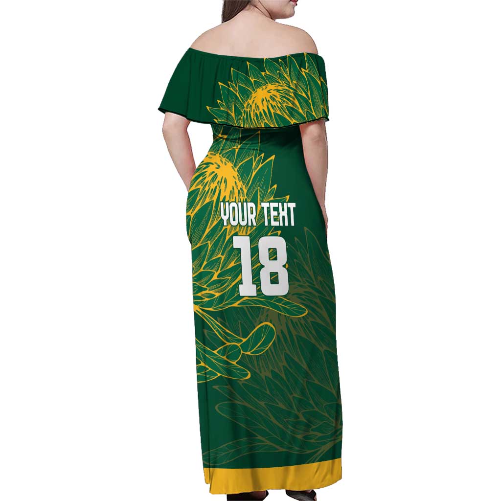 Custom Rugby South Africa Family Matching Off Shoulder Maxi Dress and Hawaiian Shirt Springboks Mascot - Wonder Print Shop