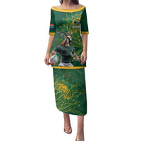 Custom Rugby South Africa Family Matching Puletasi and Hawaiian Shirt Springboks Mascot - Wonder Print Shop