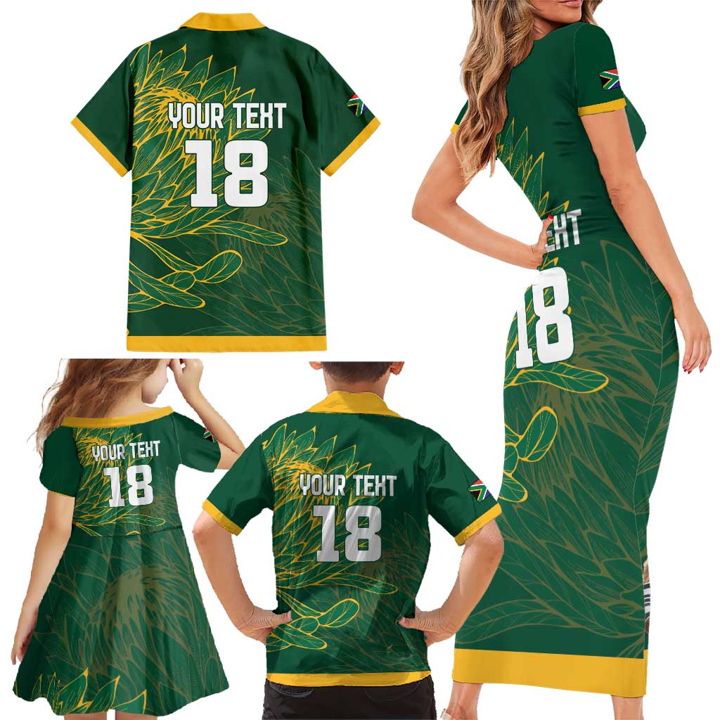 Custom Rugby South Africa Family Matching Short Sleeve Bodycon Dress and Hawaiian Shirt Springboks Mascot - Wonder Print Shop