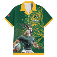 Custom Rugby South Africa Family Matching Short Sleeve Bodycon Dress and Hawaiian Shirt Springboks Mascot - Wonder Print Shop