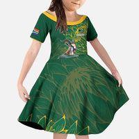Custom Rugby South Africa Family Matching Summer Maxi Dress and Hawaiian Shirt Springboks Mascot - Wonder Print Shop