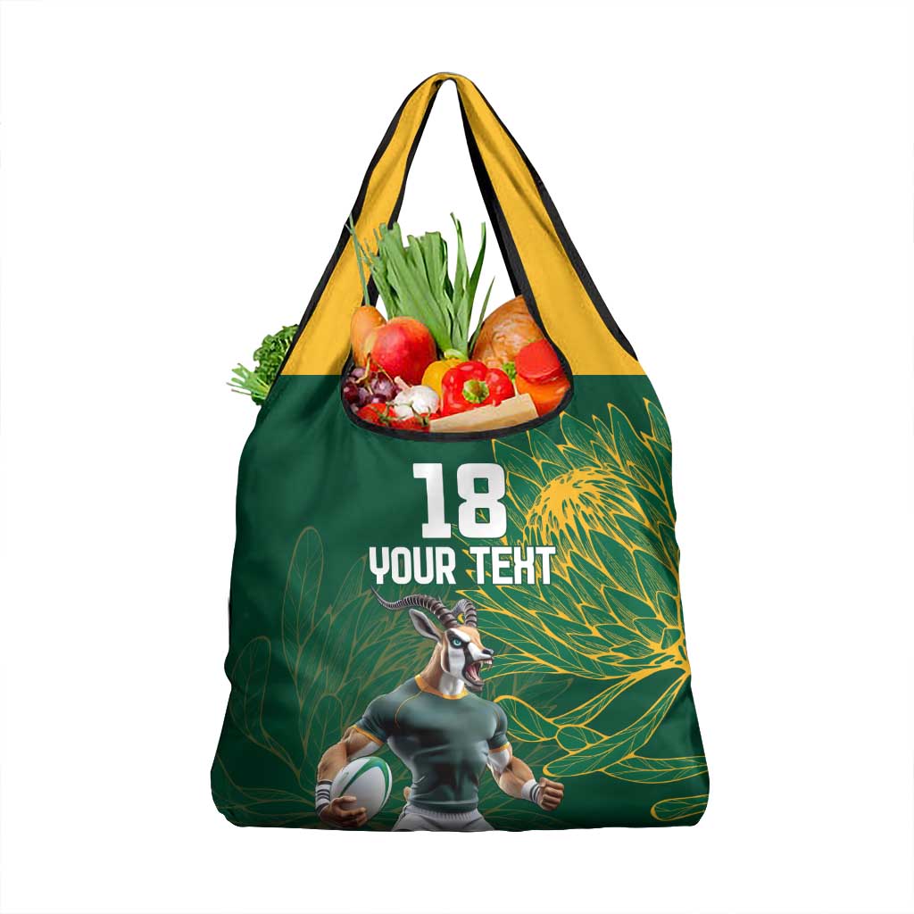 Custom Rugby South Africa Grocery Bag Springboks Mascot - Wonder Print Shop