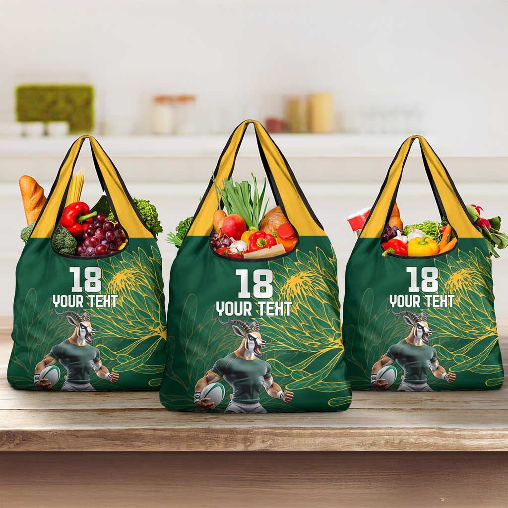 Custom Rugby South Africa Grocery Bag Springboks Mascot - Wonder Print Shop